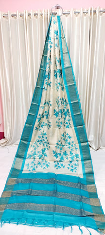 Pure tussar silk print saree