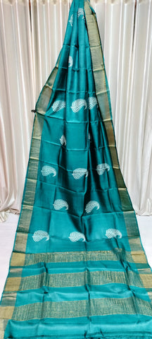 Tussar handblock print saree