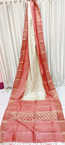 Tussar handblock print saree