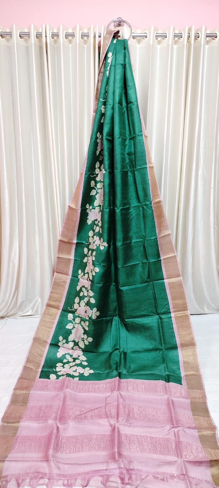Tussar silk handblock print saree