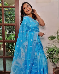Linen slub saree