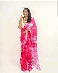 Linen slub saree