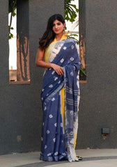 Linen slub saree
