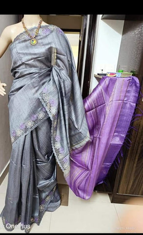 Tussar munga katan saree