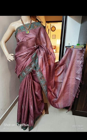 Tussar cutwork Embroidery saree
