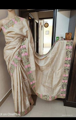 Tussar munga katan saree