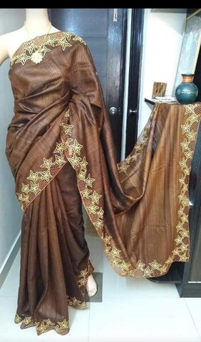 Tussar munga katan saree