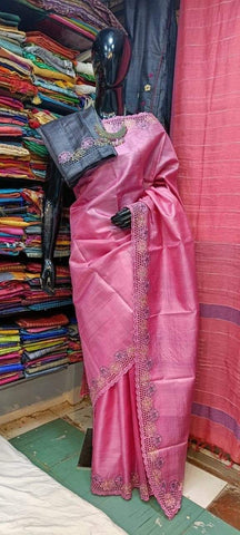 Tussar munga katan saree