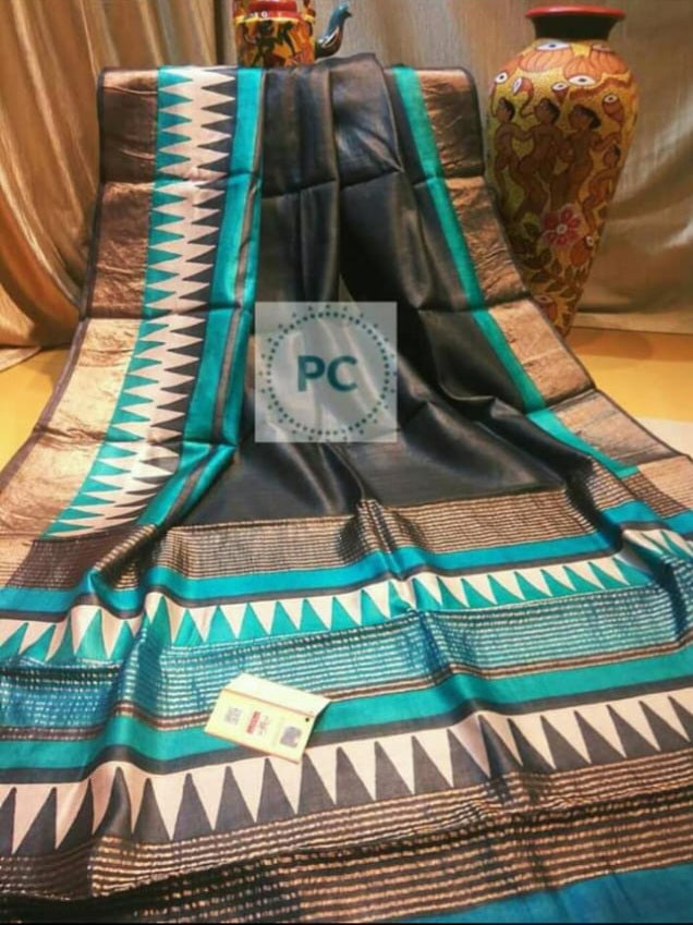 Tussar silk Print Saree