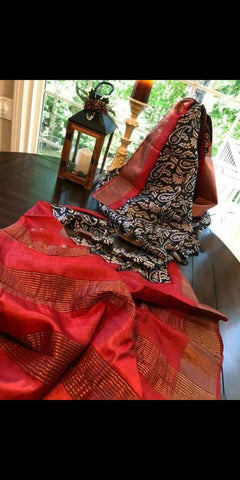 Tussar Silk Print Saree