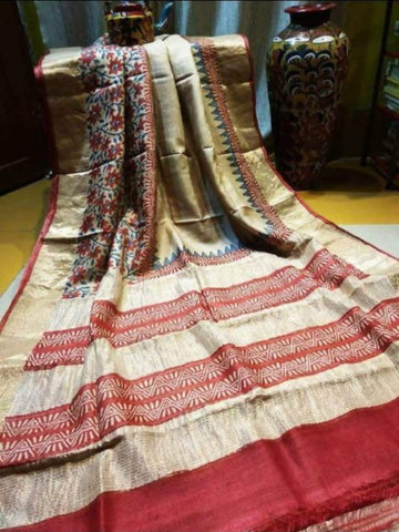 Tussar Silk Print Saree