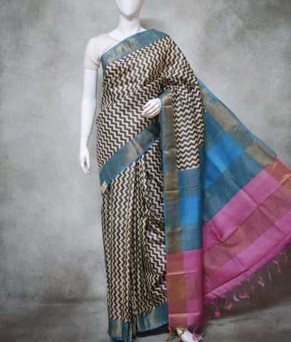 Tussar Silk Print Saree