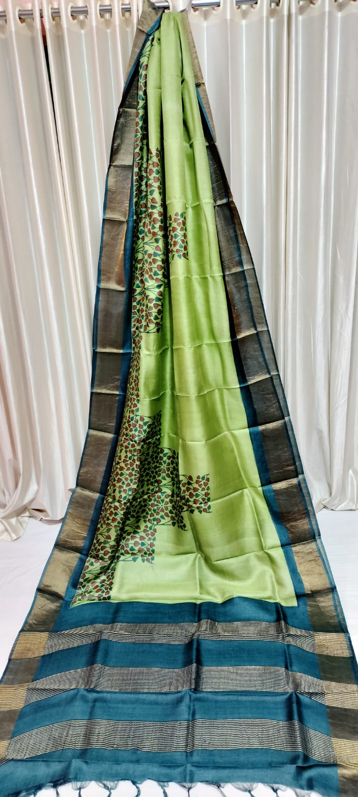 Tussar silk Print Saree