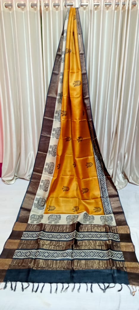 Tussar Silk Print Saree