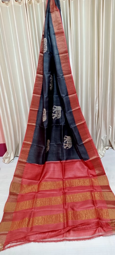 Tussar Silk Print Saree