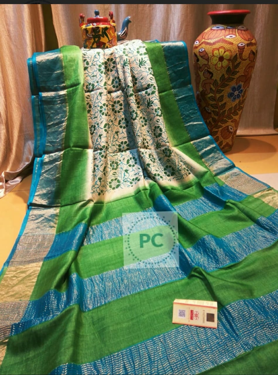 Tussar Silk Print Saree