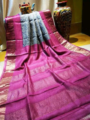 Tussar Silk Print Saree