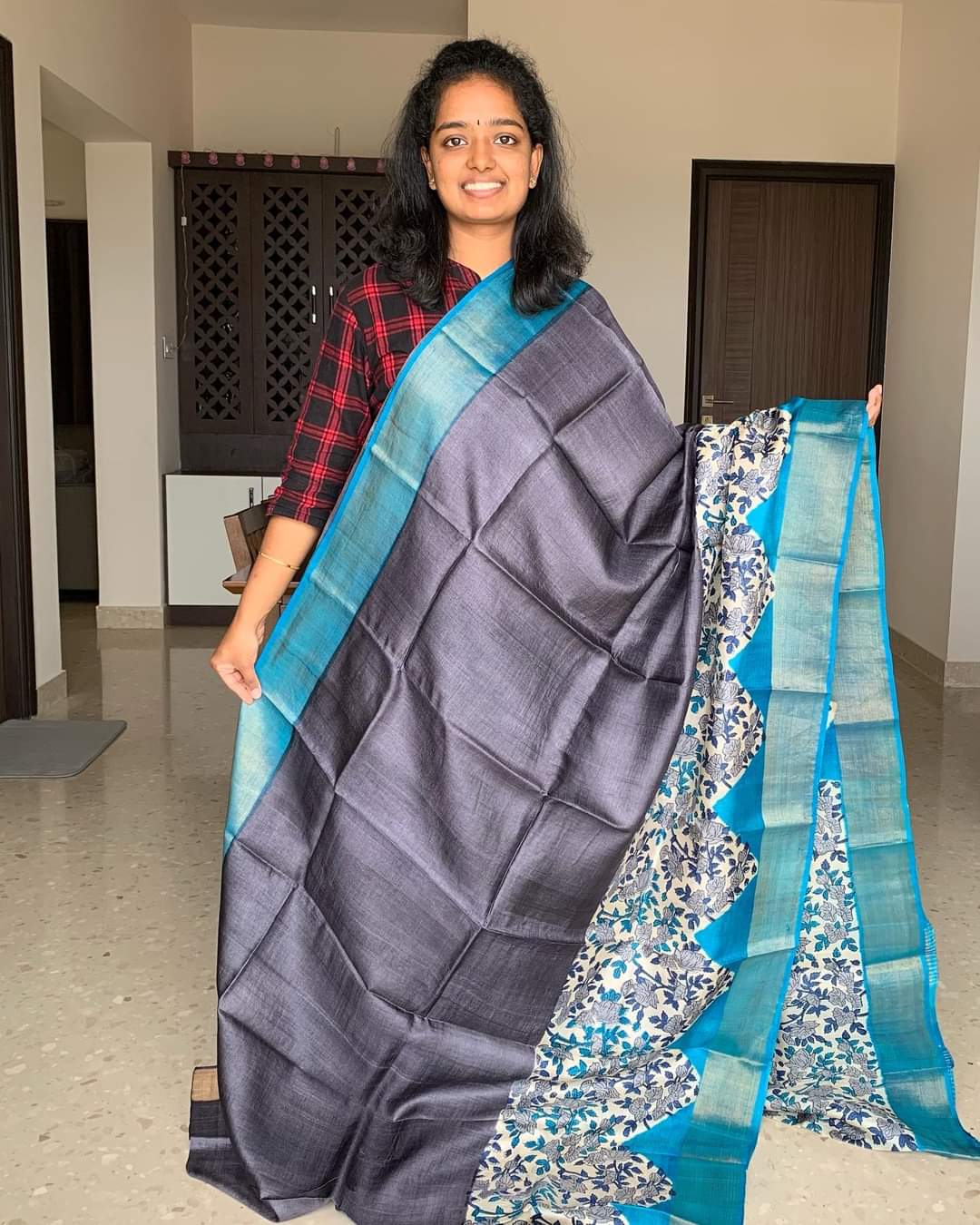 Tussar Silk Print Saree