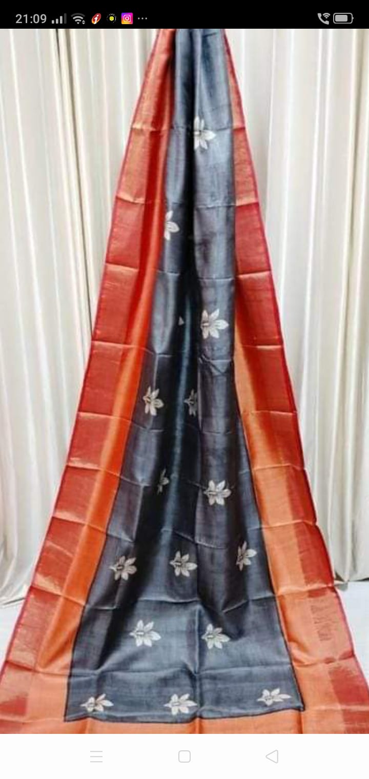 Tussar Silk Print Saree