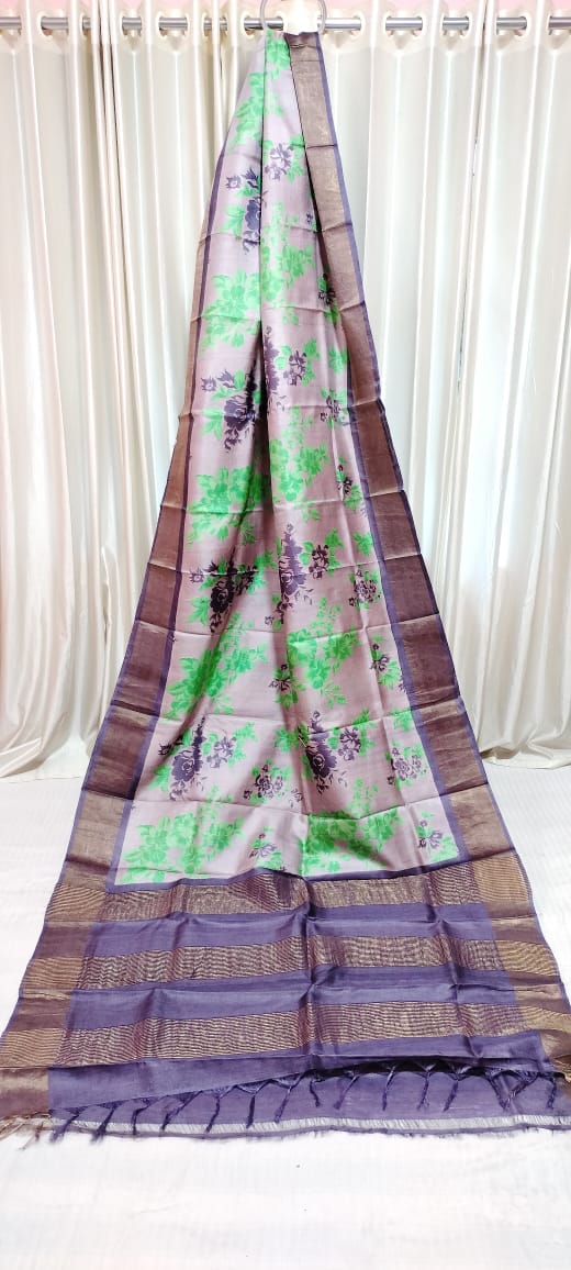 Tussar Silk Print Saree