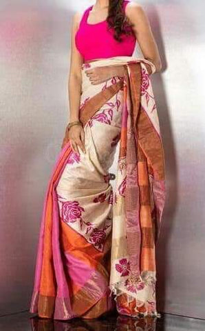 Tussar Silk Print Saree