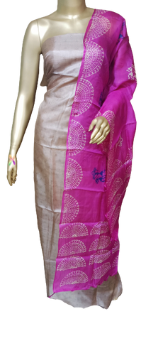 Tussar discharge silk duptta silkzon.in