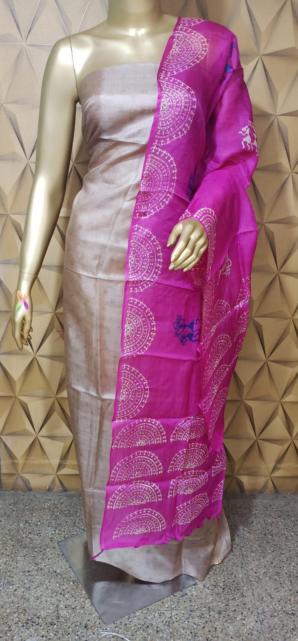 Tussar silk saree Tussar discharge silk duptta silkzon.in