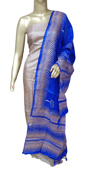 Tussar discharge silk duptta silkzon.in