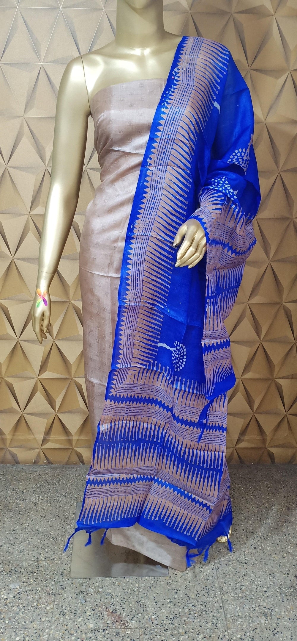 Tussar silk saree Tussar discharge silk duptta silkzon.in
