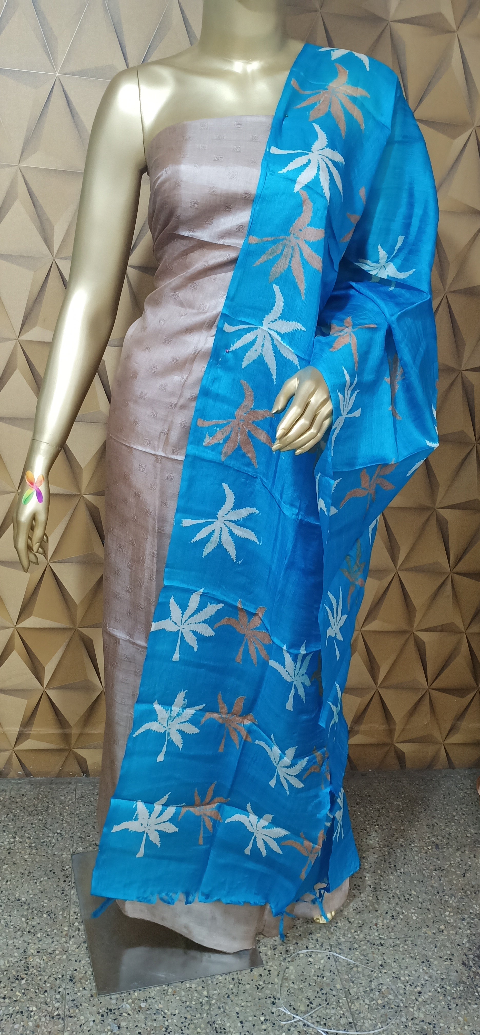 Tussar discharge silk duptta silkzon.in