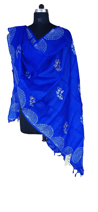 Tussar discharge silk duptta silkzon.in