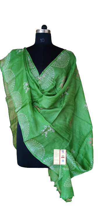 Tussar discharge silk duptta silkzon.in