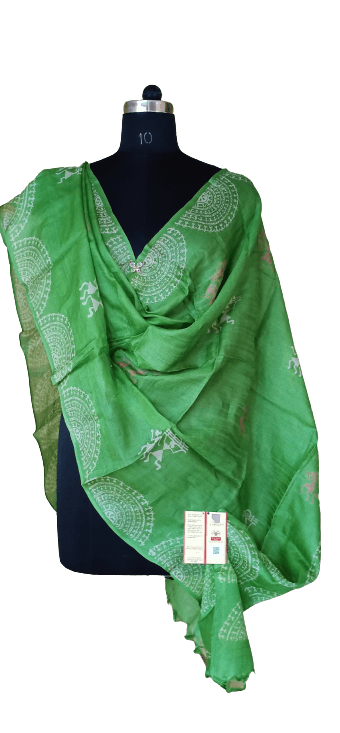 Tussar discharge silk duptta silkzon.in