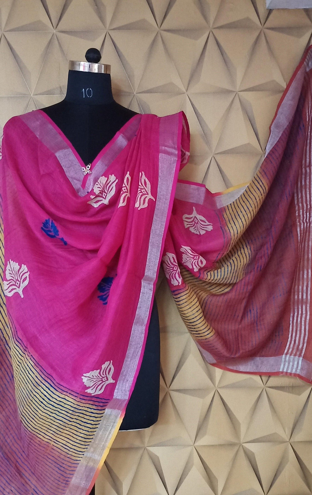 Tussar silk saree Linen printed duptta silkzon.in