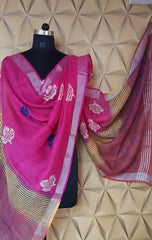 Tussar silk saree Linen printed duptta silkzon.in