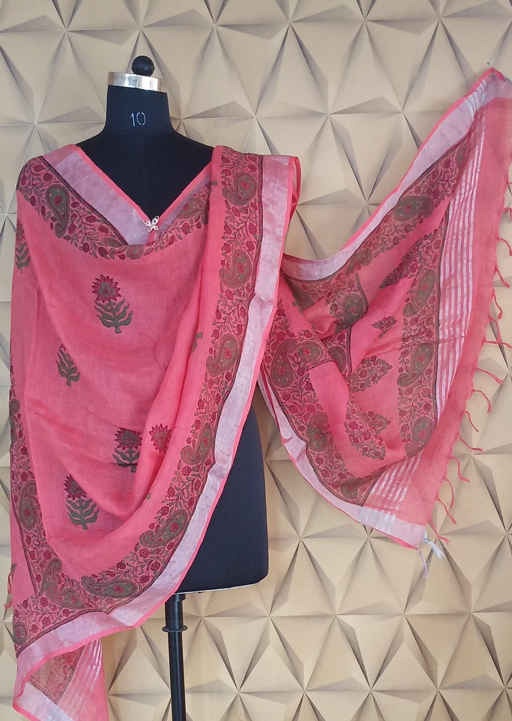 Tussar silk saree Linen printed duptta silkzon.in