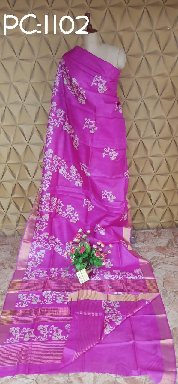 Pure Tussar Silk print saree