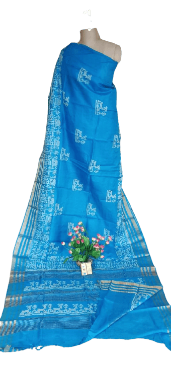 Pure Tussar Silk print saree