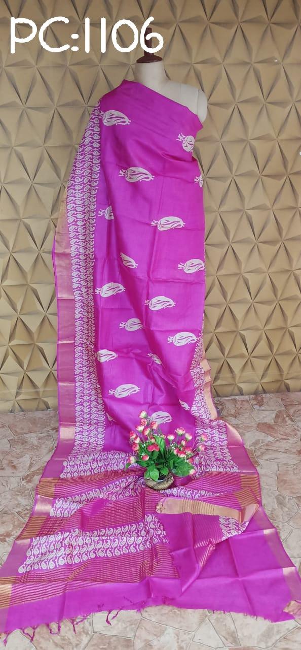 Pure Tussar Silk print saree
