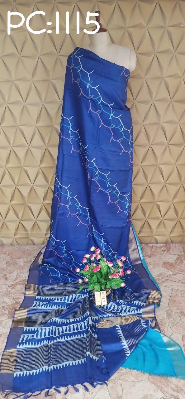 Pure Tussar Silk print saree