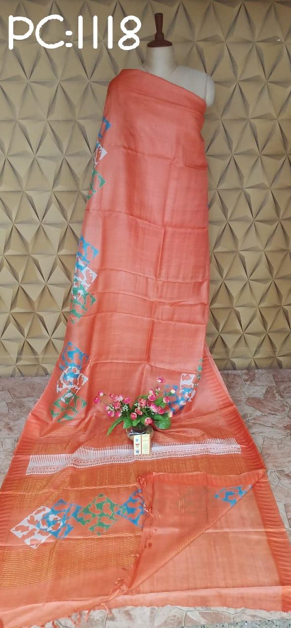 Pure Tussar Silk print saree