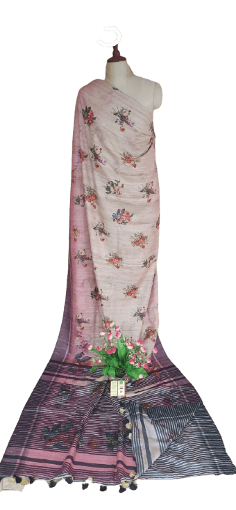 Pure Tussar Silk print saree