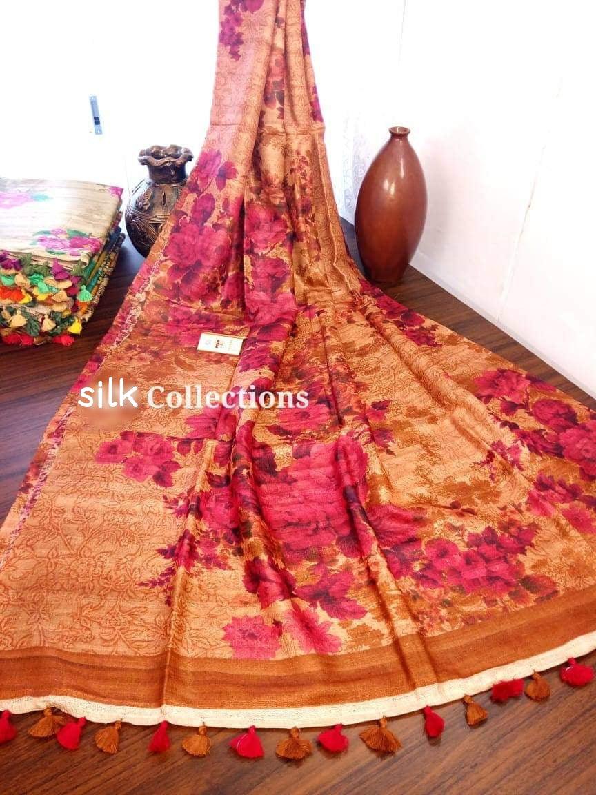Handloom tussur silk digital print saree SILK ZONE