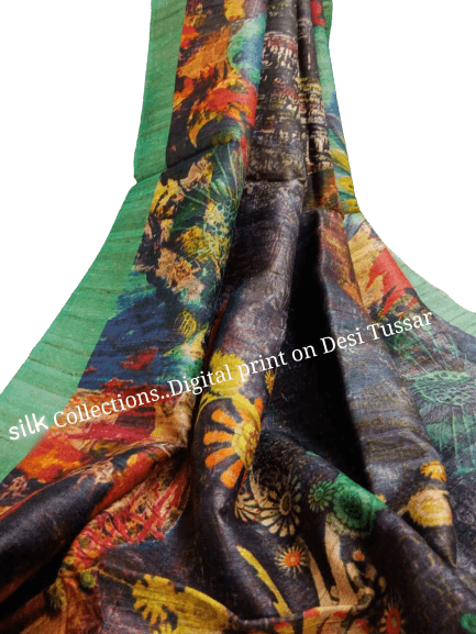 Handloom tussur silk digital print saree SILK ZONE