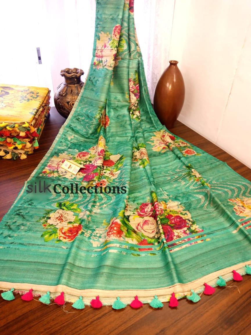 Handloom tussur silk digital print saree SILK ZONE