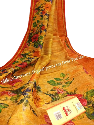 Handloom tussur silk digital print saree SILK ZONE