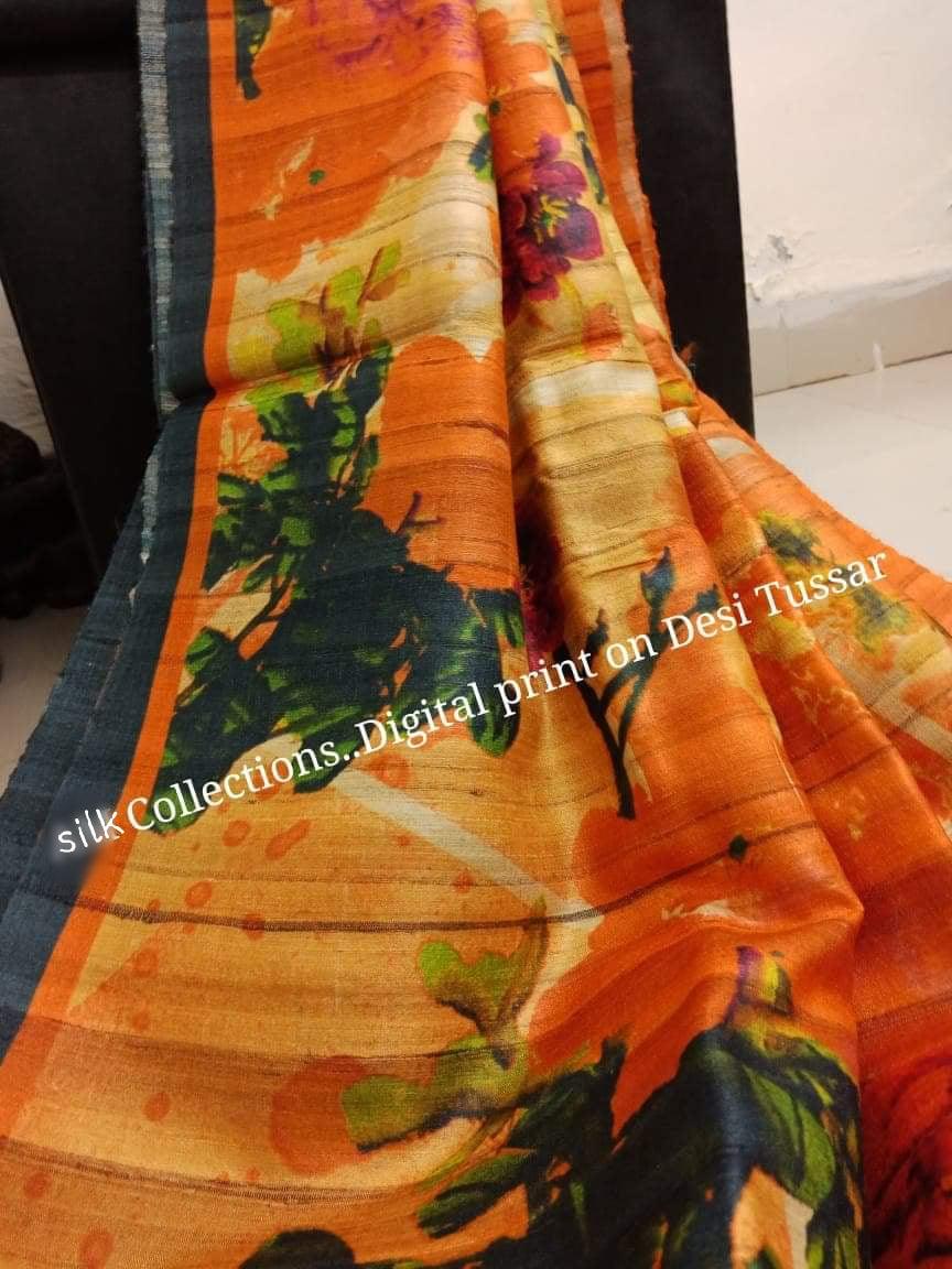Pure Tussar Silk print saree