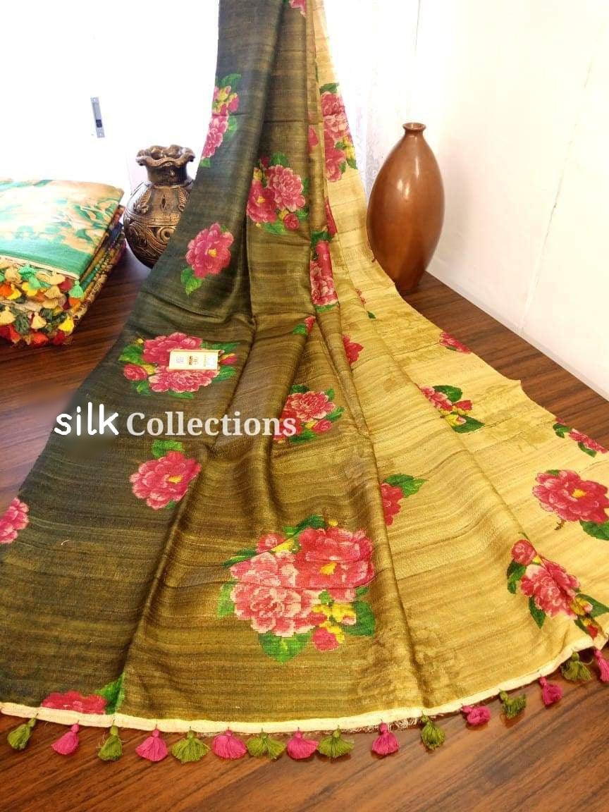 Handloom tussur silk digital print saree SILK ZONE