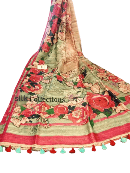 Handloom tussur silk digital print saree SILK ZONE