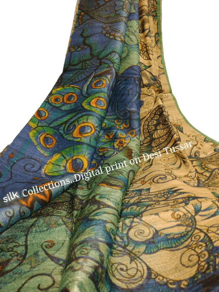 Handloom tussur silk digital print saree SILK ZONE